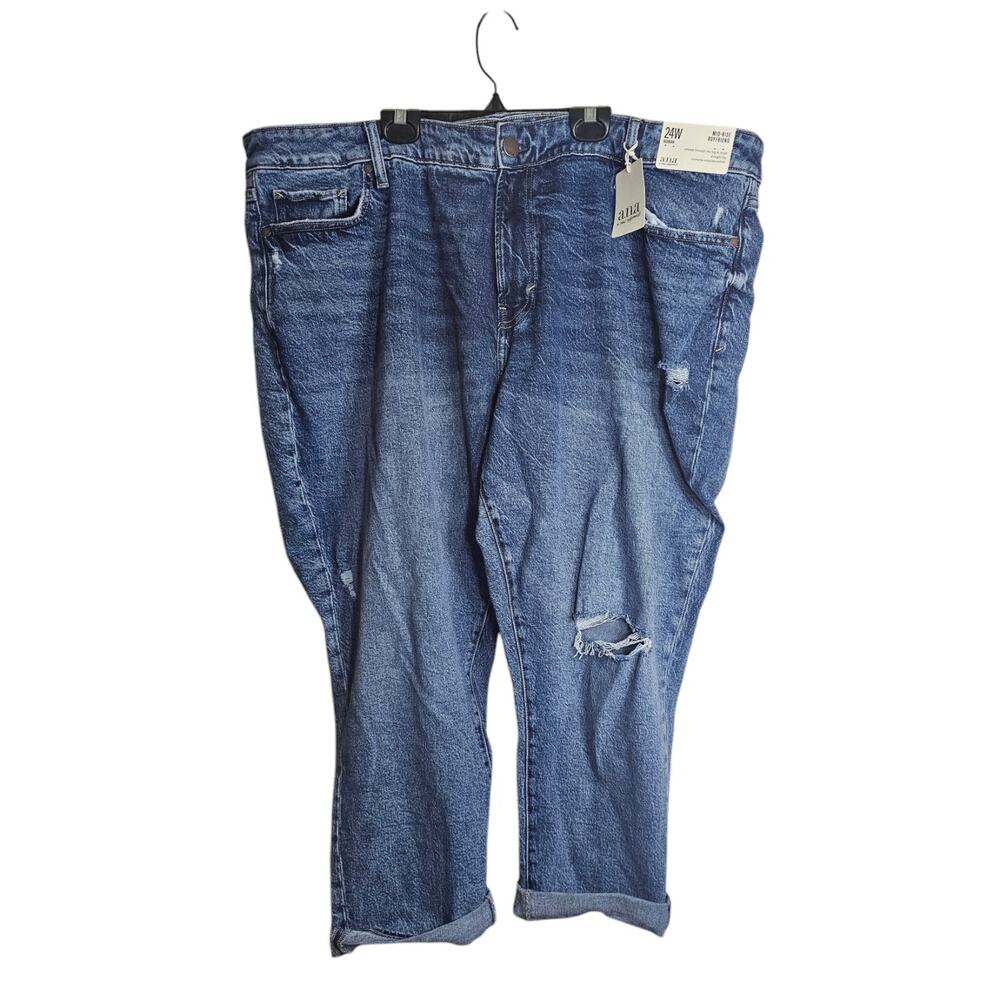 ana Women's Size 24 Mid-Rise Boyfriend Jeans Straight Leg